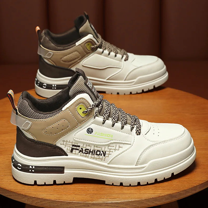 Men's Casual Boots Stylish Thick-soled Non-slip Hiking Boots Breathable High-top Sneakers Ankle Boots for Men Bottes Pour Hommes