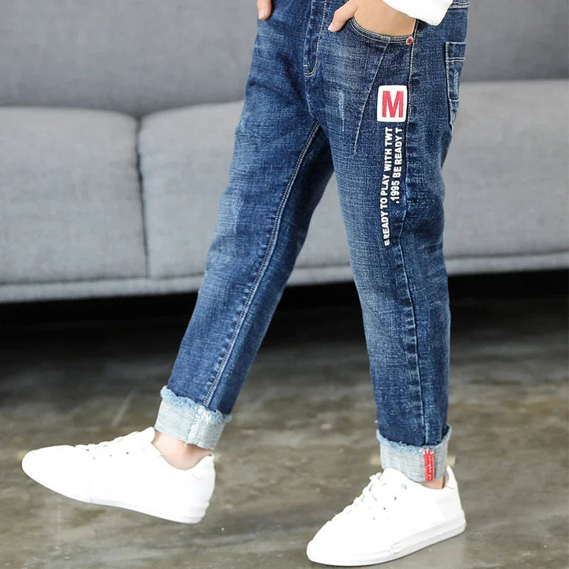 IENENS Jeans For Boys Clothes Kids Cowboy Sports Pants Children Denim Trousers Clothing Boy Bottoms Size 4 5 6 7 8 9 10 11 12