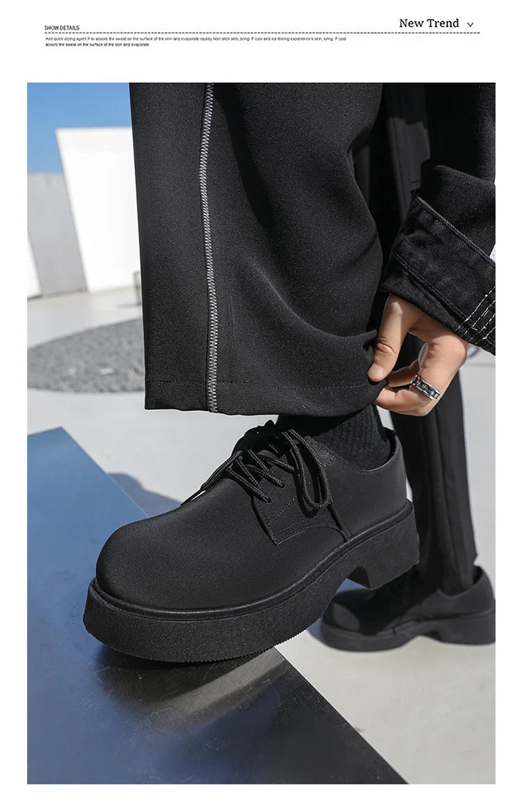 Classic British-Style Round-Toe Leather Shoes Non-Slip Comfortable Casual Dress Shoes Solid-Color Footwear for Youth Streetwear