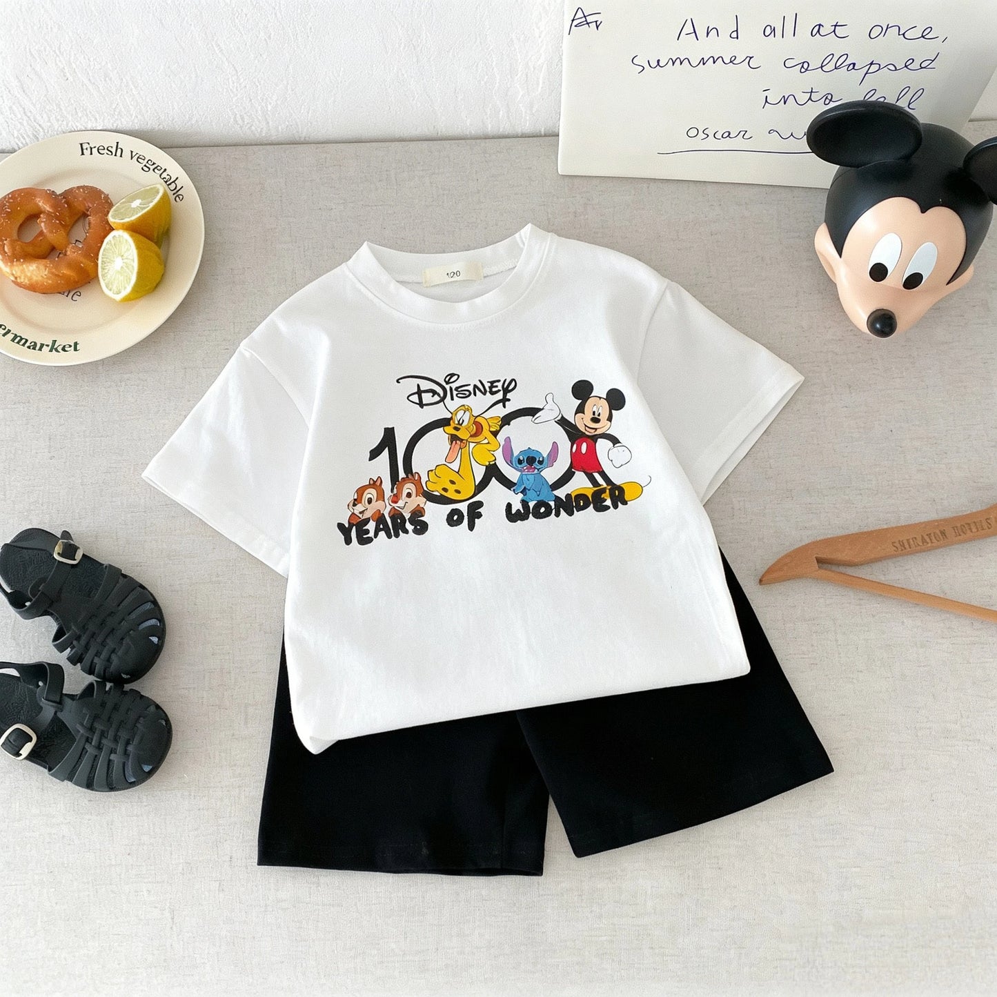 2pc/set For Boy Clothes Summer Short Sleeve Suit Children Mickey T-shirt Shorts Casual Two Piece Outfits Kids Costume Tracksuits