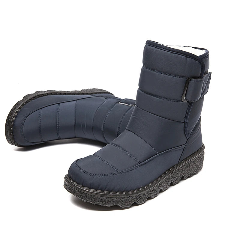 Boots Woman 2025 Winter Boots Women Low Heels Snow Boots With Fur Warm Footwear Winter Shoes Woman Luxury Middle Botas Mujer