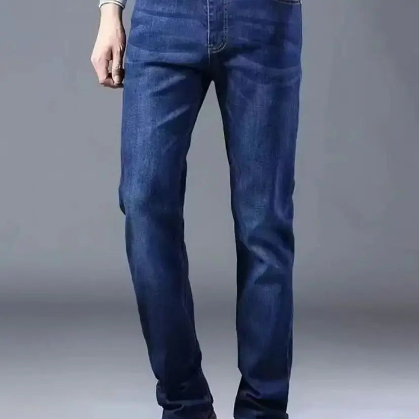 2023 NEW Men's Fashion Business Jeans Classic Style Casual Stretch Slim Jean Pants Male Brand Denim Trousers Black Blue
