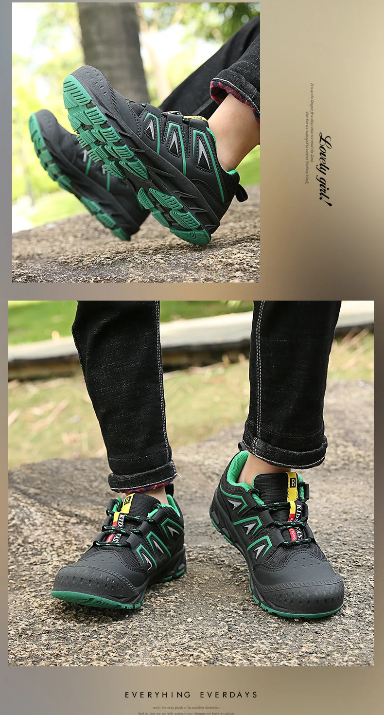 Children‘s Hiking Shoes Kids Waterproof Athletic Shoes Non-slip Boys Girls Casual Trekking Sneakers Outdoor Lace-up Tennis Shoes