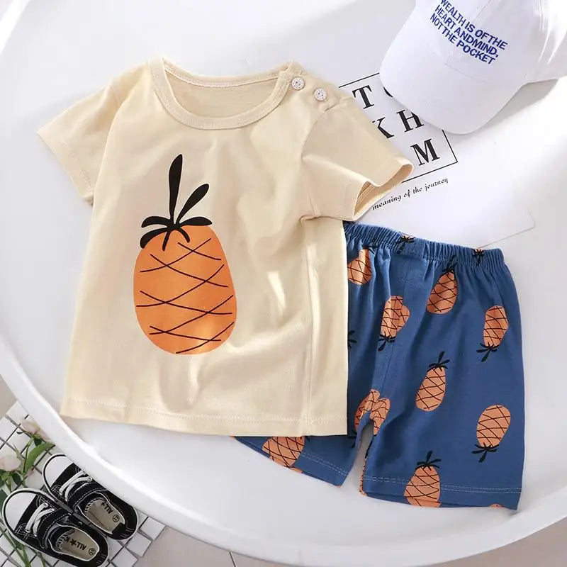 2022 New Summer Infants Clothes Short Sleeve T-shirt+shorts 2-piece For Baby Boys Girls Kids Outfit Children's Clothing Sets