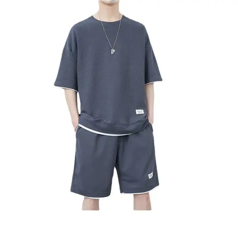 Casual Short Sleeve Sportswear Set for Men Summer Large Size Teenagers T-Shirt And Shorts Combo Comfortable Breathable Men's Out