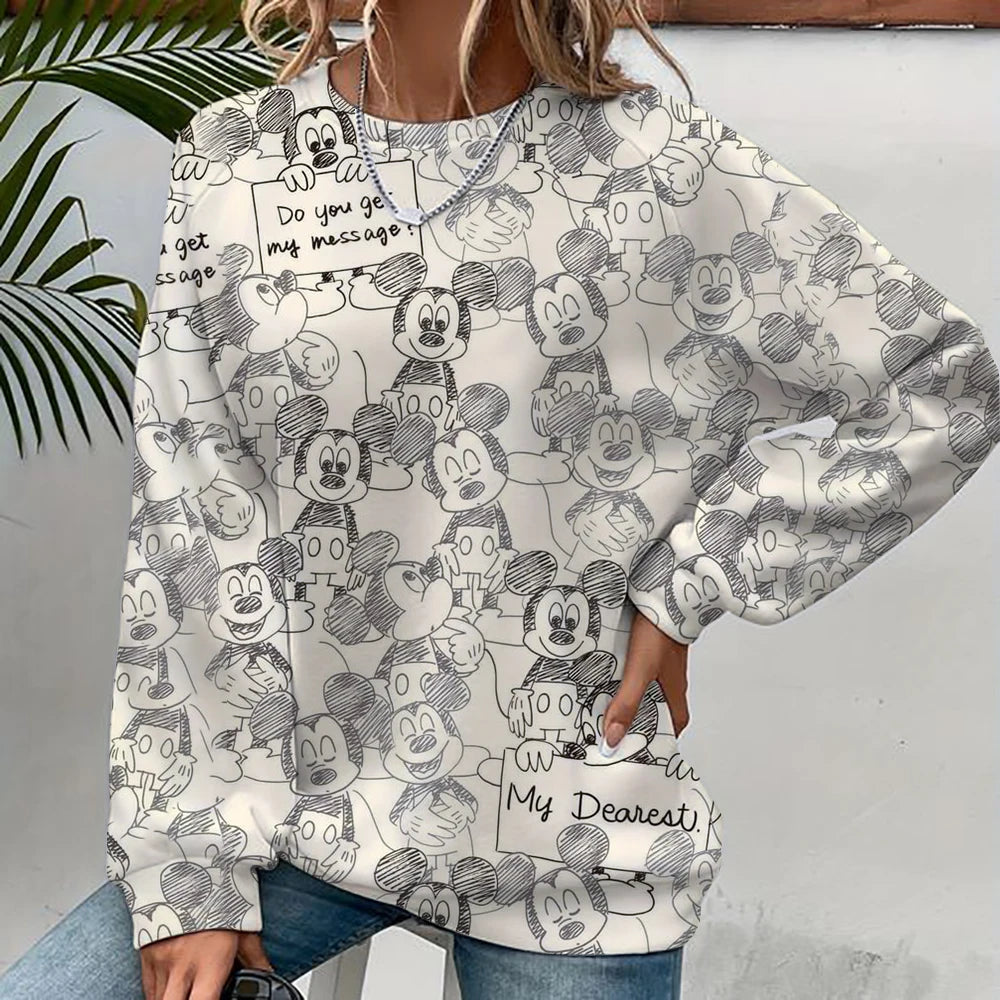 Disney Women Hoodies and Sweatshirts Mickey Mouse Fall Spring Sweatshirts Fall Spring Harajuku Long Sleeve Hoodie Clothes