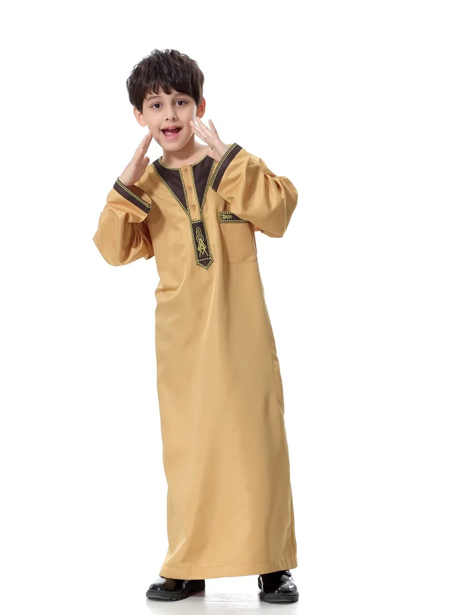 Eid Muslim Kids Abaya Jubba Thobe Dress Kimono Boy Thobe Thawb Caftan for Children Ramadan Long Robes Dress Dubai Arab 2026