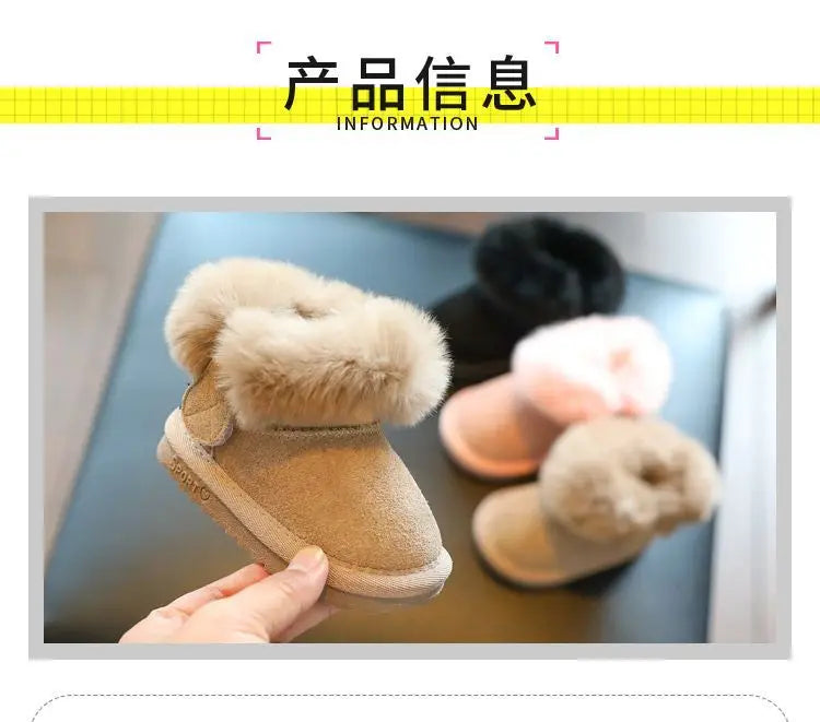 Botas Para Niña Plush Kid Snow Boot Winter Warmth Baby Walking Shoe Thick Boy Girl Cotton Shoe Soft Soled Child Shoe Padded Boot