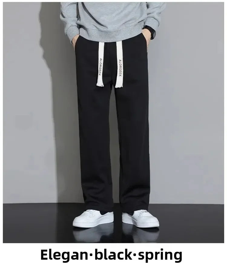 Men's Casual Pants, Men's Spring and Autumn New Style, Hanging Solid Color Sports Pants, Men Loose Straight Leg Wide Leg Pants