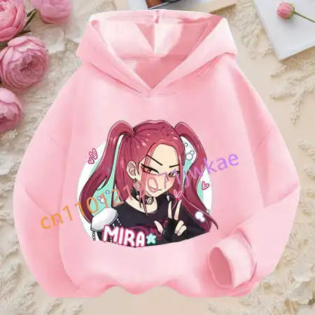 Autumn Tracksuit Hood Sportswear Long Sleeve Pullover Kids Clothing Hot K-pop Demon Hunters Hoodies Girl Thin Hooded Sweatshirt