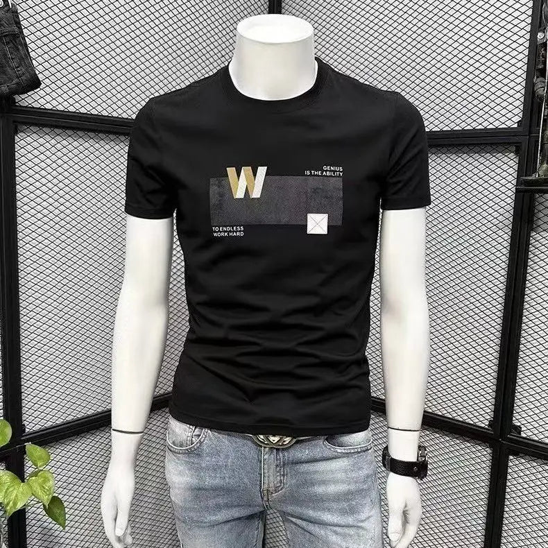 Summer Men's Clothing Luxury Designer 100℅ Cotton Streetwear Letter Printed Casual Cotton Tees Men's O-Neck Short Sleeve T-Shirt
