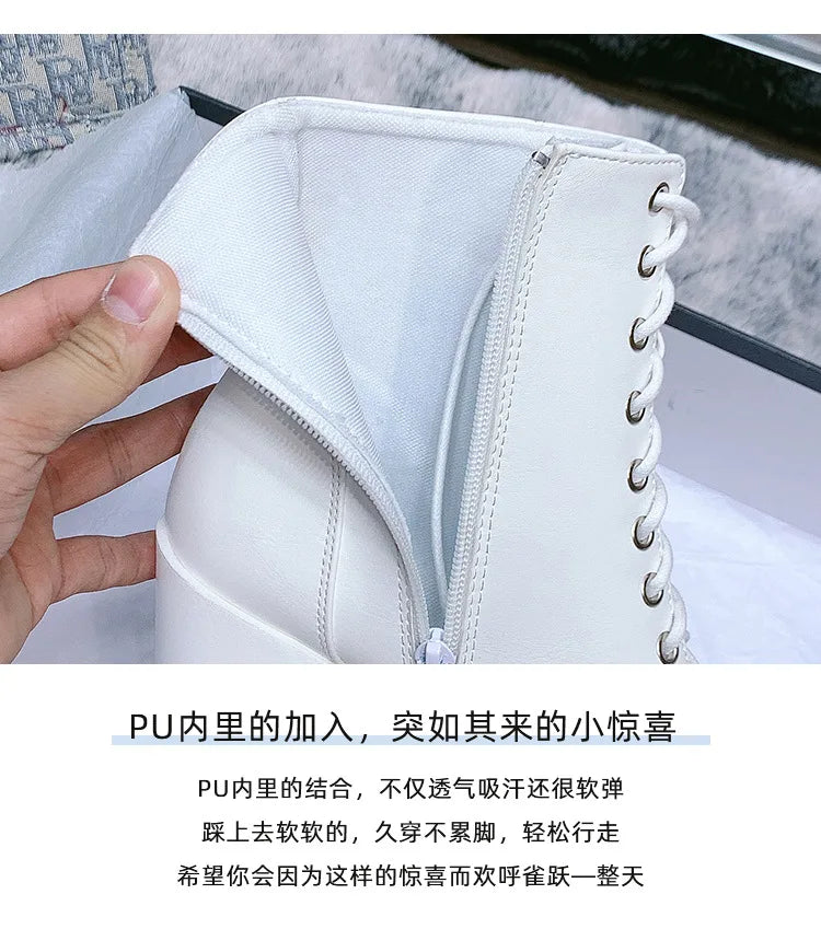 Female Boots Boots For Women Autumn Platform White Black Chunky Super High Heels Ankle High Quality Shoes Woman 2023 Brand New