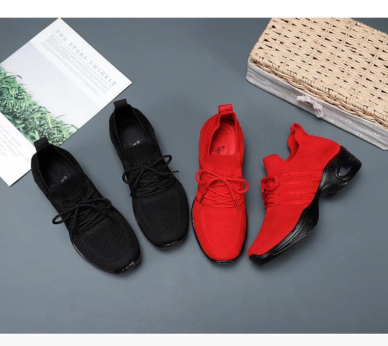Dance Shoes for Women Stylish Dance Sneakers with Thick Soles Lightweight Fashion Walking Shoes Height Increasing Lady Flats