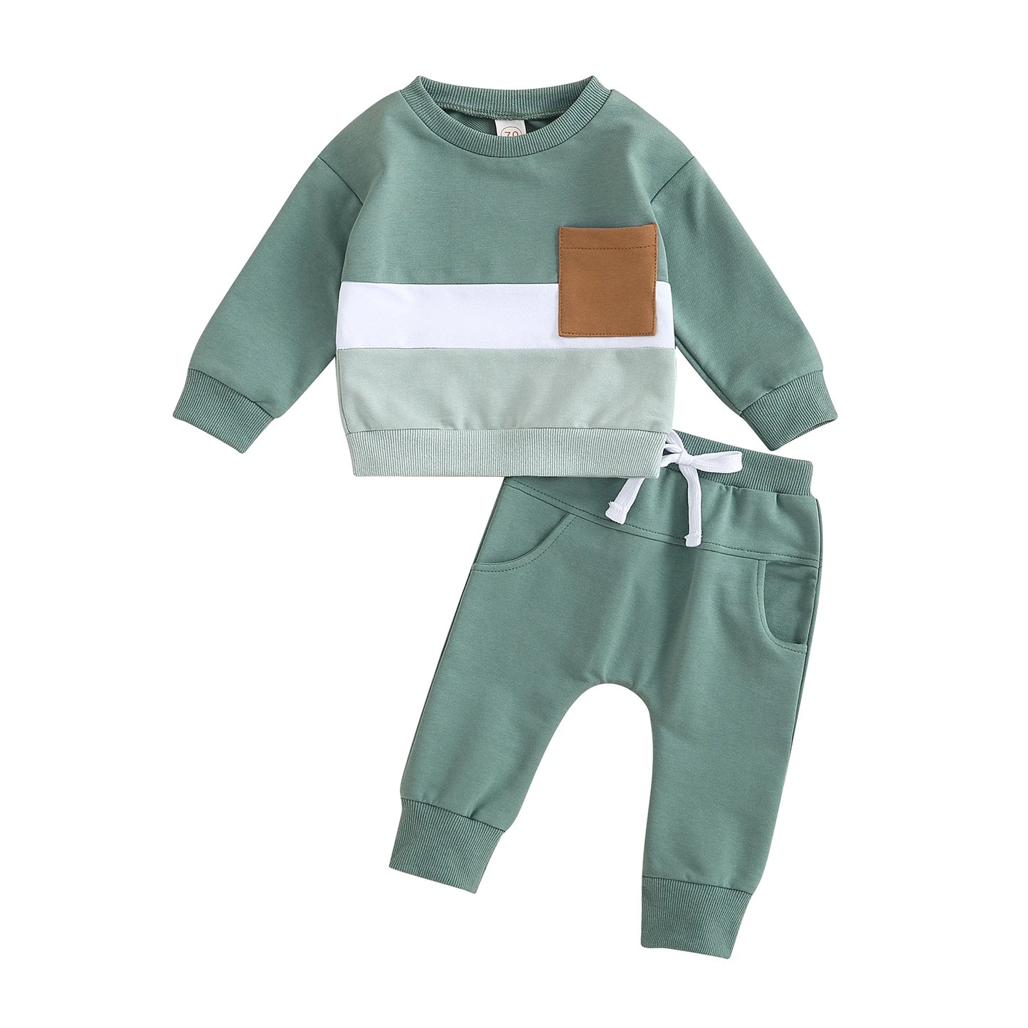 visgogo 0-3Years Baby Boys Clothes 2Pcs Fall Winter Outfits Long Sleeve Contrast Color Pullover Tops and Pants Toddler Tracksuit