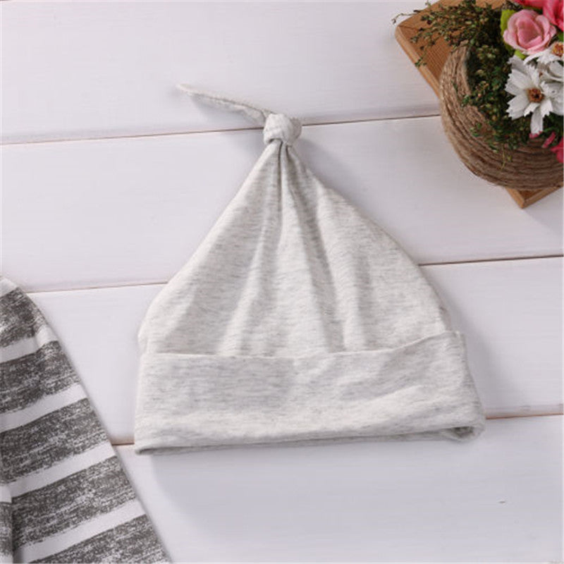 0-18months Baby Boys 3pcs Clothes Set Wide Striped Top Long Drawing Straps Elastic Band Pant Beanie Hat Outfit For Infant Boys