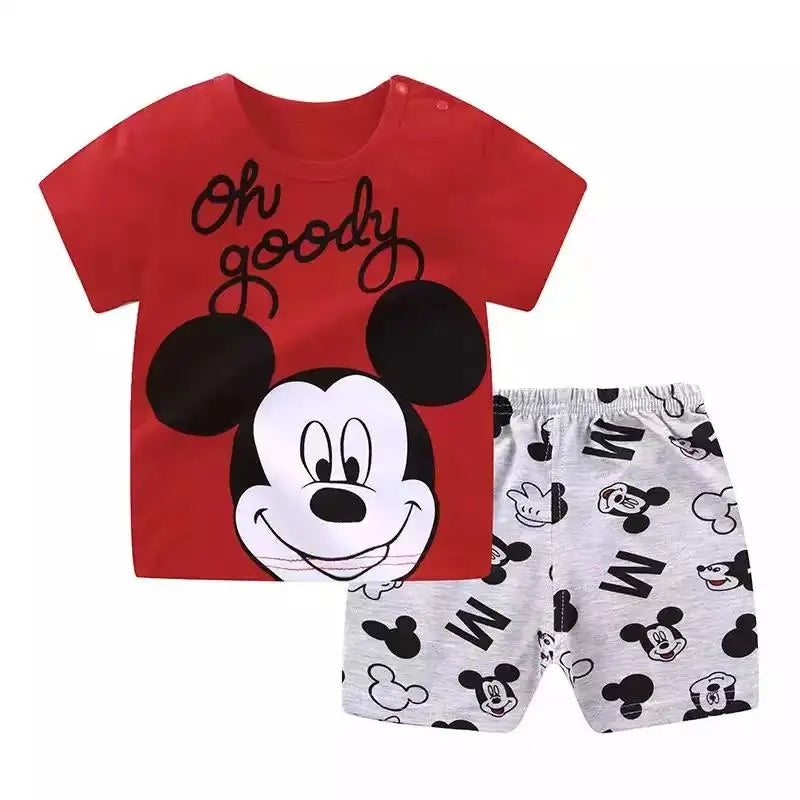 Brand Designer Cartoon Clothing Mickey Mouse Baby Boy Summer Clothes T-shirt+shorts Baby Girl Casual Clothing Sets