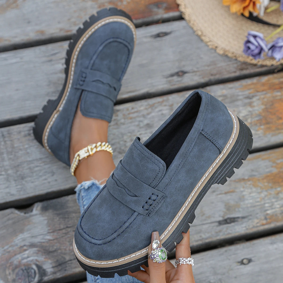 2025 New Women Loafers Comfortable Outdoor Sneakers Non-slip Thick Bottom Shoes Spring Autumn Flat  Shoes Women Zapatos De Mujer