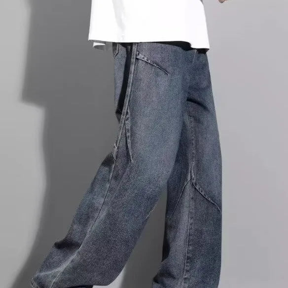 2025 new jeans men's spring and autumn retro loose straight leg casual pants American fashion brand high street curved knife pan