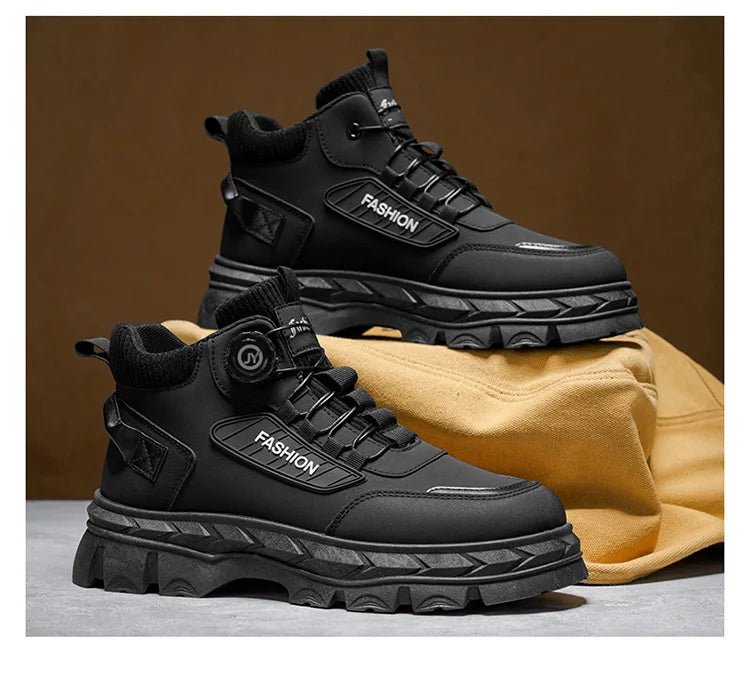 British Style Men's High Boots Fashion Outdoor Comfortable Work Boots Autumn Winter Mens Non-slip Wear-resistant Platform Boots