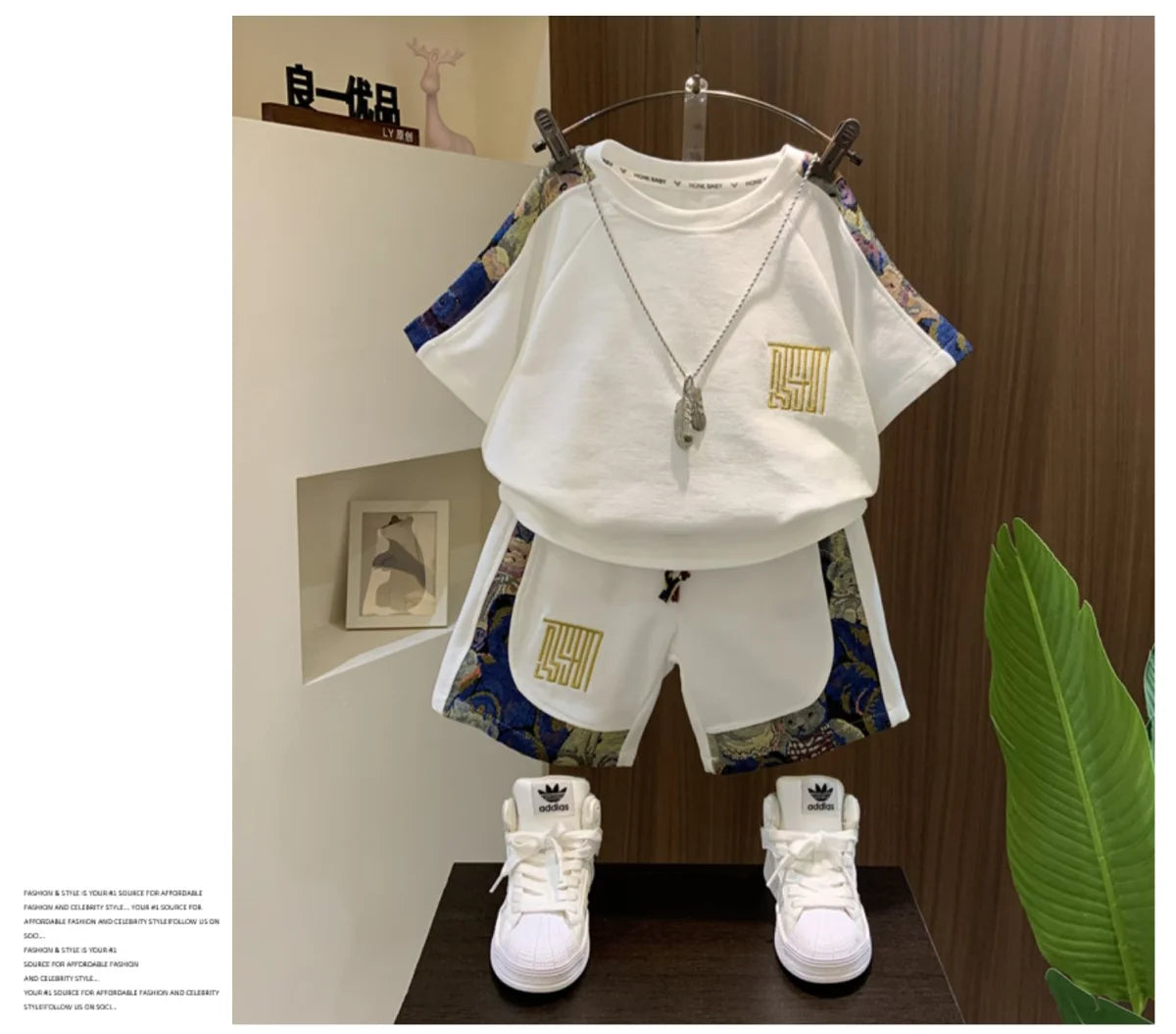Children's Summer Set 2025 New Boys' Baby Cool Handsome Short sleeved T-shirt Shorts Two piece Set