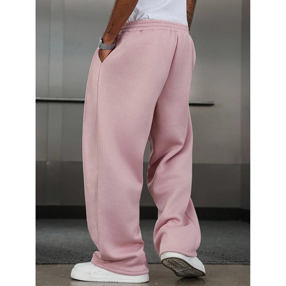 American Style Casual Pants Men Spring Autumn New Straight Leg Sport Sweatpants Drawstring Slim Wide Leg Long Pants