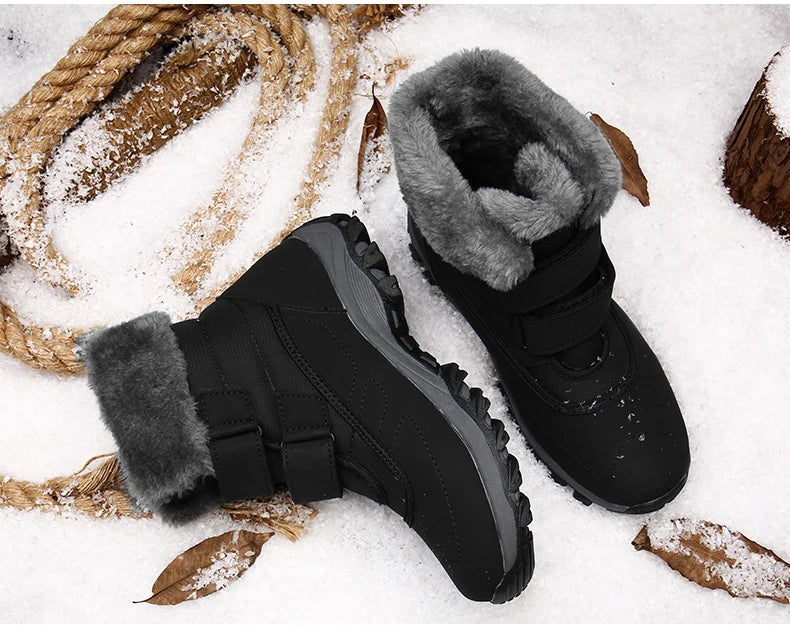 Boots for Women Platform Outdoor Snow Boots Non-slip Winter Walking Shoes Fur Warm Ankle Boots Wedge Waterproof Thigh High Boots