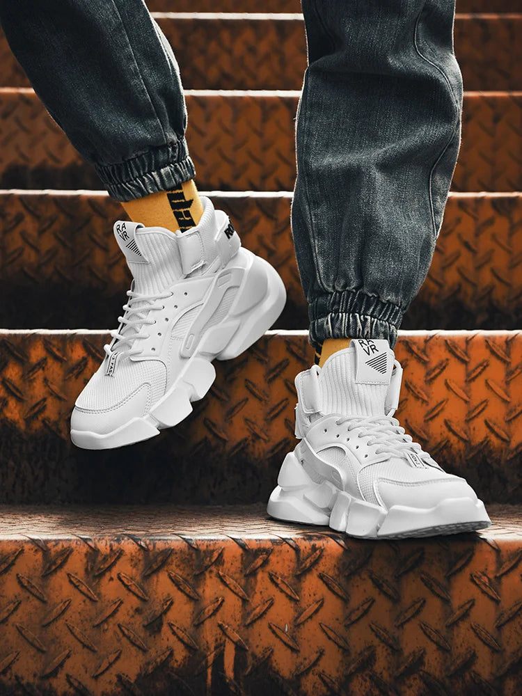 Shoes for Men New High-top Beige Men Sneakers Chunky Men Shoes Heighten Fashion Casual Plus Size Damping Tennis Shoes Zapatillas