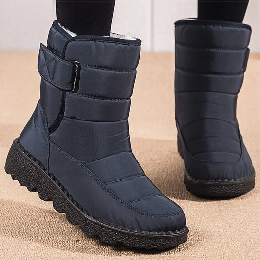 Boots Woman 2025 Winter Boots Women Low Heels Snow Boots With Fur Warm Footwear Winter Shoes Woman Luxury Middle Botas Mujer