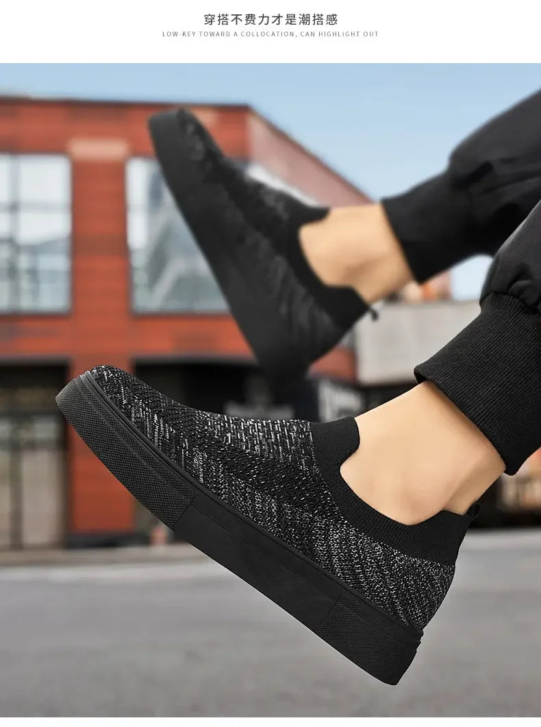 Men's Casual Shoes with Simple Mesh Design Flat Low-top Spring and Summer Shallow-mouthed Wearing Style Versatile Walking Shoes