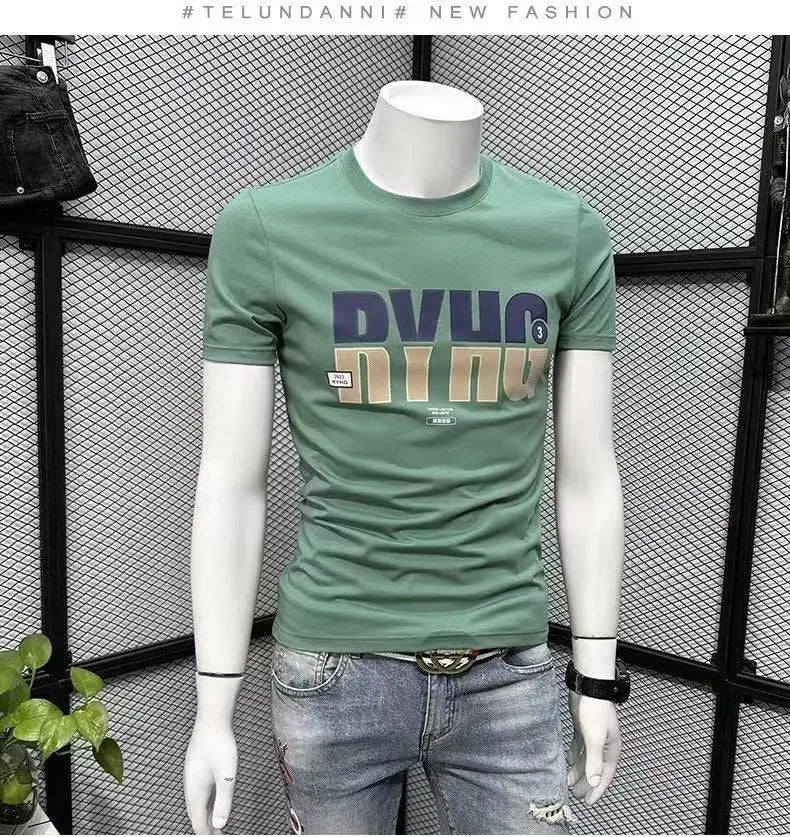 Summer Men's Clothing Luxury Designer 100℅ Cotton Streetwear Letter Printed Casual Cotton Tees Men's O-Neck Short Sleeve T-Shirt