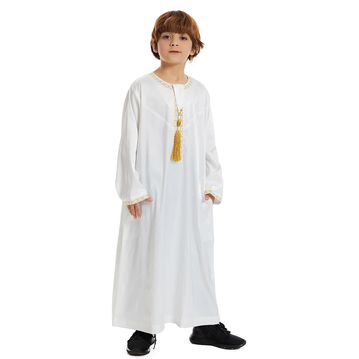 Eid Muslim Children Abaya Ramadan Jubba Prayer Thobe Boy Kids Abayas Islam Long Robe Gown Kaftan Dubai Arab Tassel Dishdasha