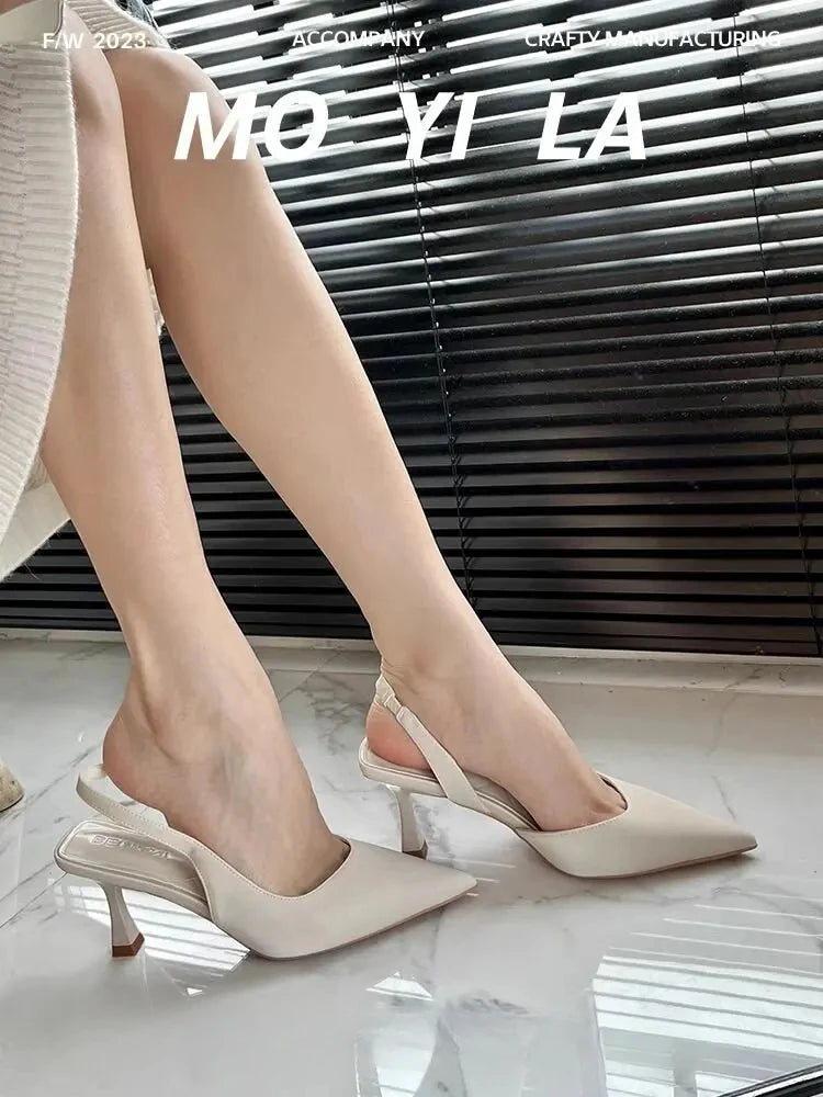 2025 New Summer Women's Shoes Fashion Women's Pumps Pointed Toe High Heels Shallow Women's Sandals Shoes for Women Zapatos Mujer