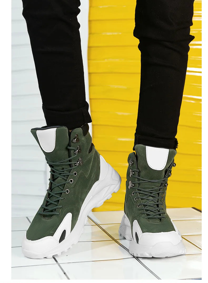 Fashion Men's Boots Comfortable Men Casual Shoes Breathable High Top Sneakers for Outdoor Non Slip Ankle Boots Platform Sneakers