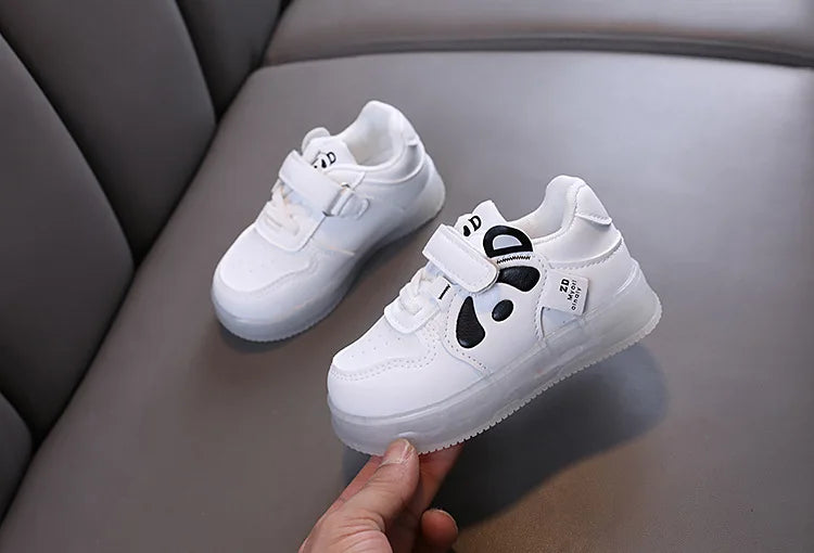 LED Kids Shoes For Girls Cute Cartoon Shoes Baby Girl Kawaii Canvas Shoes Soft Bottom Sneakers Casual Shoes Boys Flat Shoes