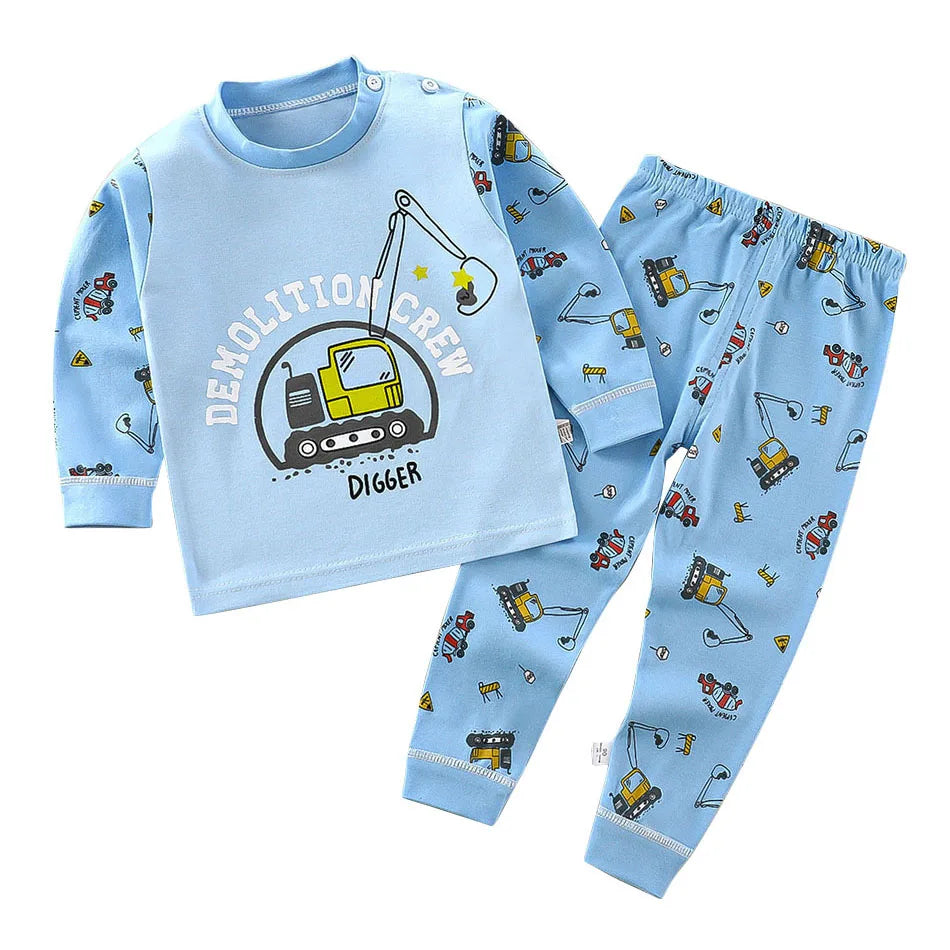 Cotton Kids Pajamas Set for Boys Girls Autumn and Winter Cartoon Sleeping Loungewear Children Night Sleepwear Home Wear Clothes