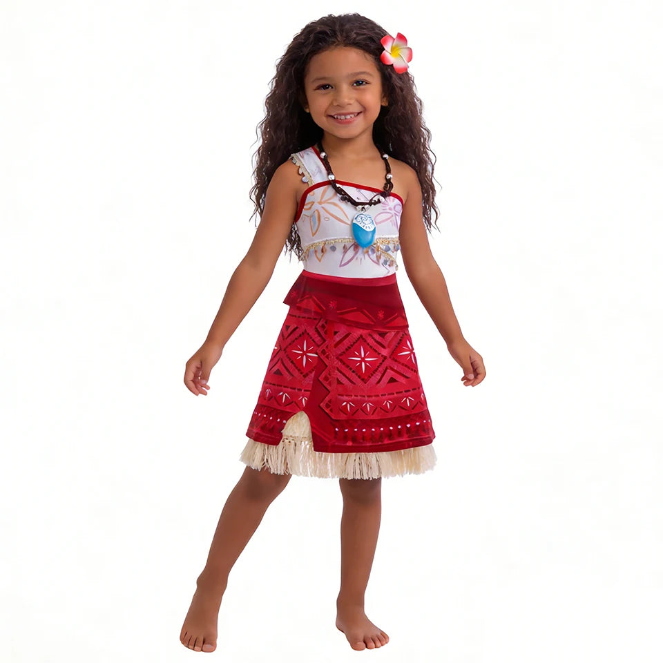 Summer Fancy Girl Princess Moana Dress Halloween Cosplay Carnival Party Primitive Tribes Maui Boys Costume Cartoon Kids Clothes