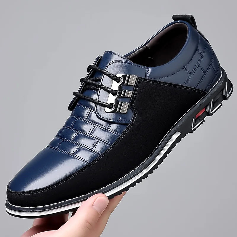 2023 Men Sneakers Shoes Fashion Brand Classic Lace-Up Casual Loafers Pu Leather Shoes Black Breathable Business Men Shoes