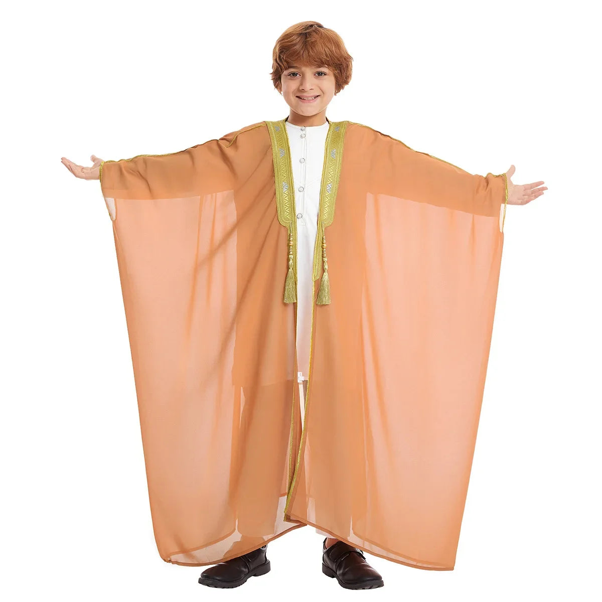 Eid Kids Boys Robe Muslim Dress Children Open Abaya Prayer Kaftan Ramadan Morocco Jubba Modest Islamic Dubai Saudi Abaya Thobe