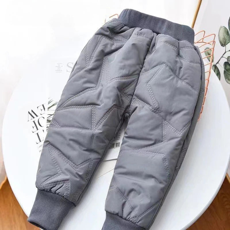 Kids Winter Thermal Pants Cotton-Padded Warm Trousers for Cold Weather Outdoor Snow Play & Comfort