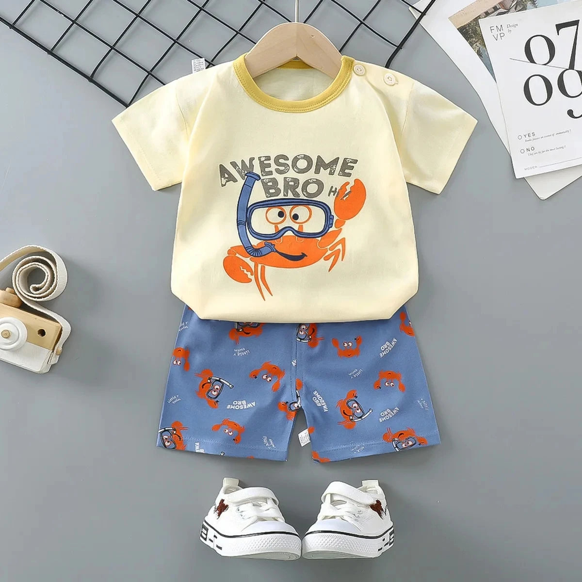 Children's Short Sleeve Set Summer Boys' Clothing Girls' T-shirt Baby Summer Clothing 2025 Children's Clothing