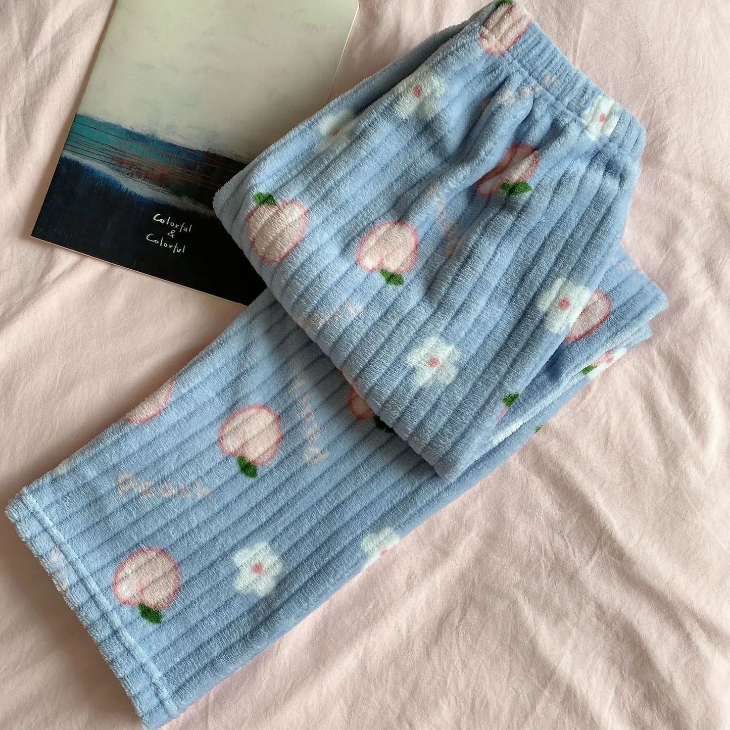 Autumn Winter Plu Print Bear Home Clothes Set Comfortable Long Sve Crew Ne Sweatirt And Pants Spwear for Young Women