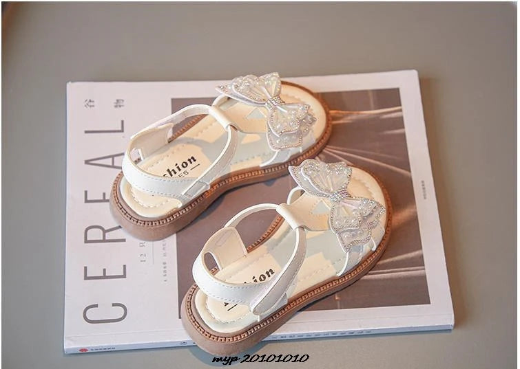 Kids Sandals Girls Shoes Summer New Arrival Beach Shoes with Slip-Resistant Soles Princess Style Sweet Exquisite 23-36 Size