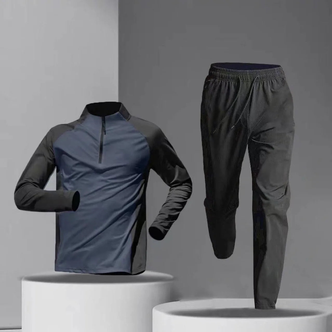 Men's Running Quick Dry Long Sleeve Sports T-Shirt Fitness Top Cycling Set Casual Polyester Fabric Four Seasons Suitable