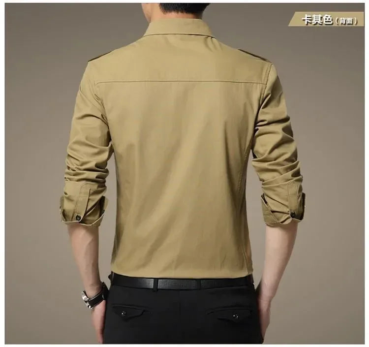 Men Shirts Tops Single Breasted Shirt Turn Down Collar Full Sleeve Casual Regular Splice Simple Slim Fit Top Autumn Winter