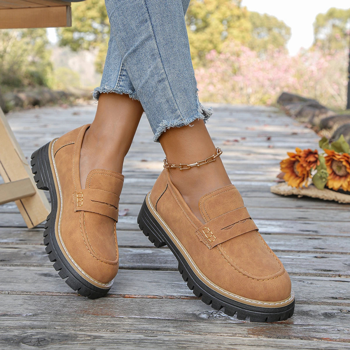 2025 New Women Loafers Comfortable Outdoor Sneakers Non-slip Thick Bottom Shoes Spring Autumn Flat  Shoes Women Zapatos De Mujer
