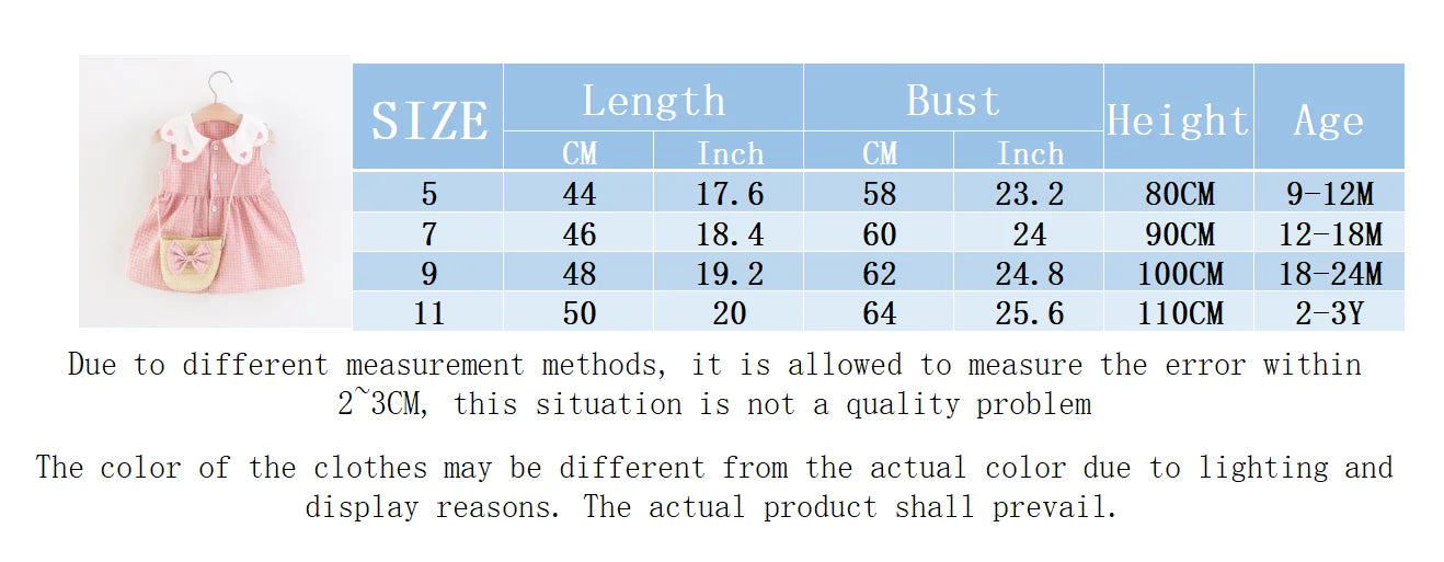 2 Pcs Summer New Dress Girl's Sleeveless Lace Heart Collar Sweet and Beautiful Plaid Button Cotton Cloth Dress