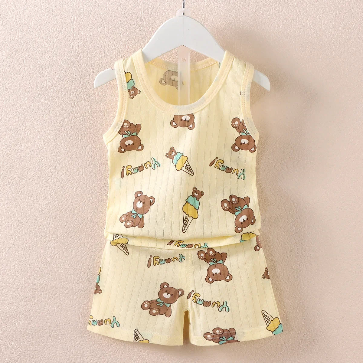 Summer Kids Baby Pajamas Vest+Shorts 2-Piece Clothing Set Boys Girls Cartoon Lion Giraffe Cotton Casual Clothes Suit 0-4 Years