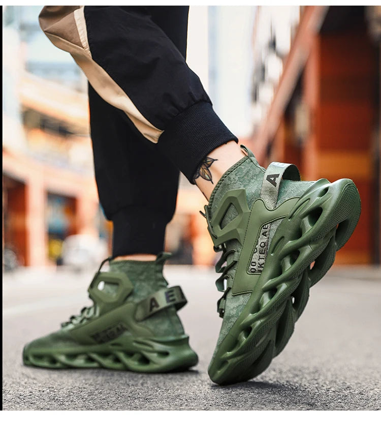 Men's high-top, large-sized casual sports shoes, anti-slip, breathable, woven mesh, loafers, running and tennis men's shoes