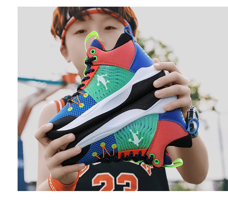 Brand Basketball Shoes For Kids Sneakers Non-Slip Cushion Boys Basketball Sneakers Sports Shoes Comfortable Children's Sneakers