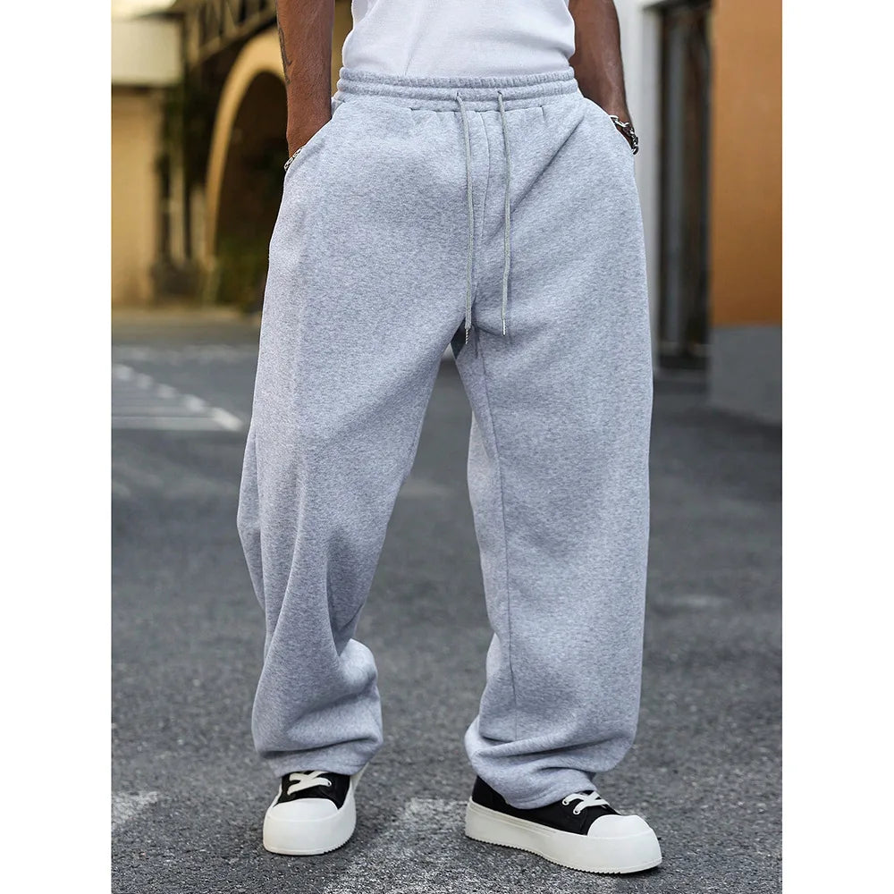 American Style Casual Pants Men Spring Autumn New Straight Leg Sport Sweatpants Drawstring Slim Wide Leg Long Pants